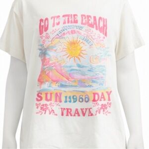 White Graphic Beach T-Shirt
